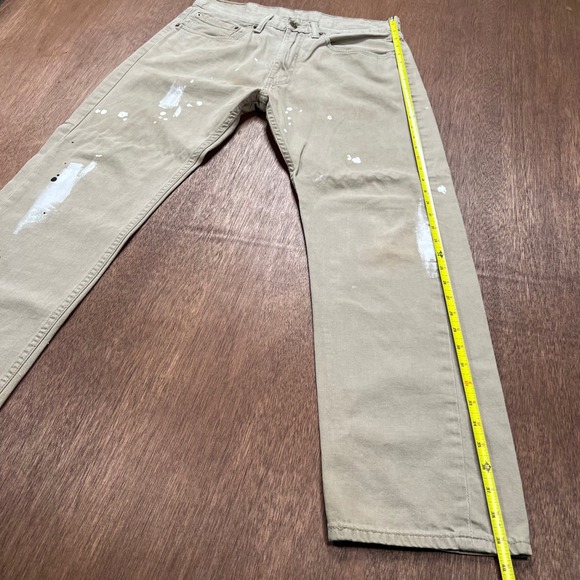 Levis 505 34x30 Tan Khaki Paint Splatter Distressed Regular Fit Pants - Picture 9 of 13